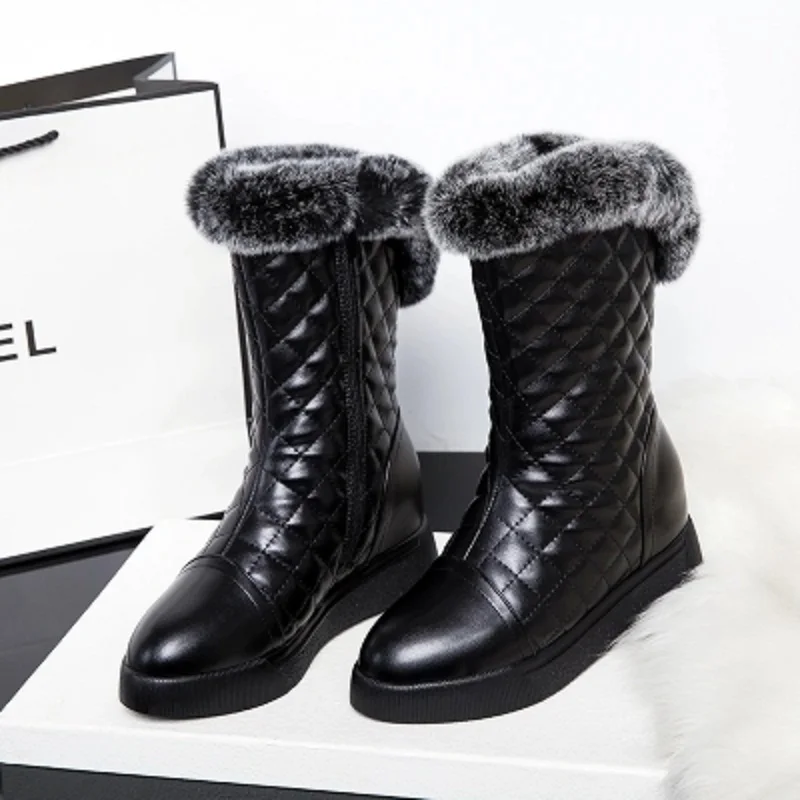 2018 Cheveux Nouvelles Plus Chaud Lapin Tube Dames Coton Non Plaid Bottes Chaussures slip Augmenté Noir Neige Dans Le De Hiver Velours rdxeoCBW