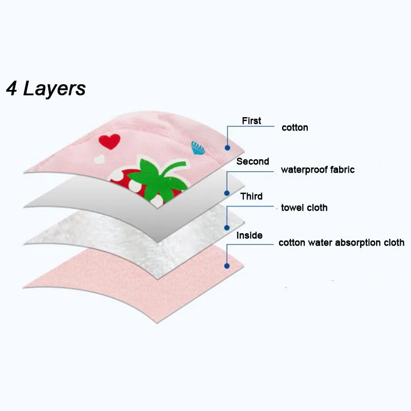 4 слоя Многоразовые водонепроницаемые детские трусики для приучения к горшку малыша Туалет Тренажер нижнее белье хлопковые трусы для младенцев(4 шт