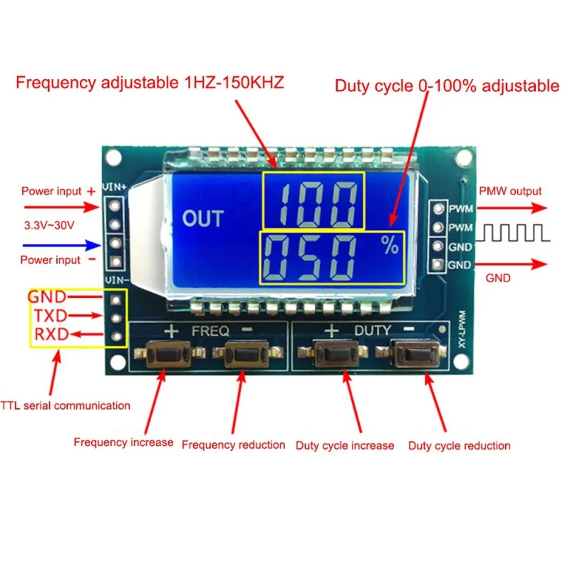 Генератор сигналов ШИМ импульсная Частота Рабочий цикл регулируемый модуль ЖК