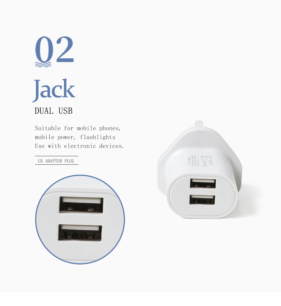1 PC UK Adapter Dual usb Interface Travel Power Plug 5V 2.4A Charger Adaptors Converter Connector UK Plug 3 Pin Socket White (5)