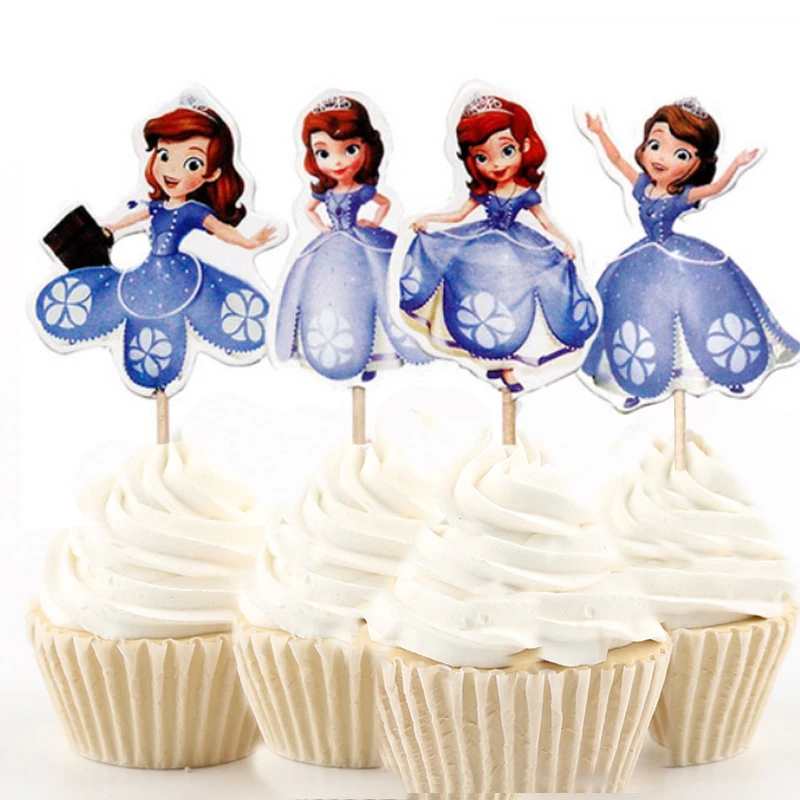 720pcs 4 Designs Sofia First Princess Cupcake Topper Picks Cartoon Theme  Birthday Party Decorations Kids Evnent Party Favors|Vật Tư Trang Trí Bánh|  - AliExpress