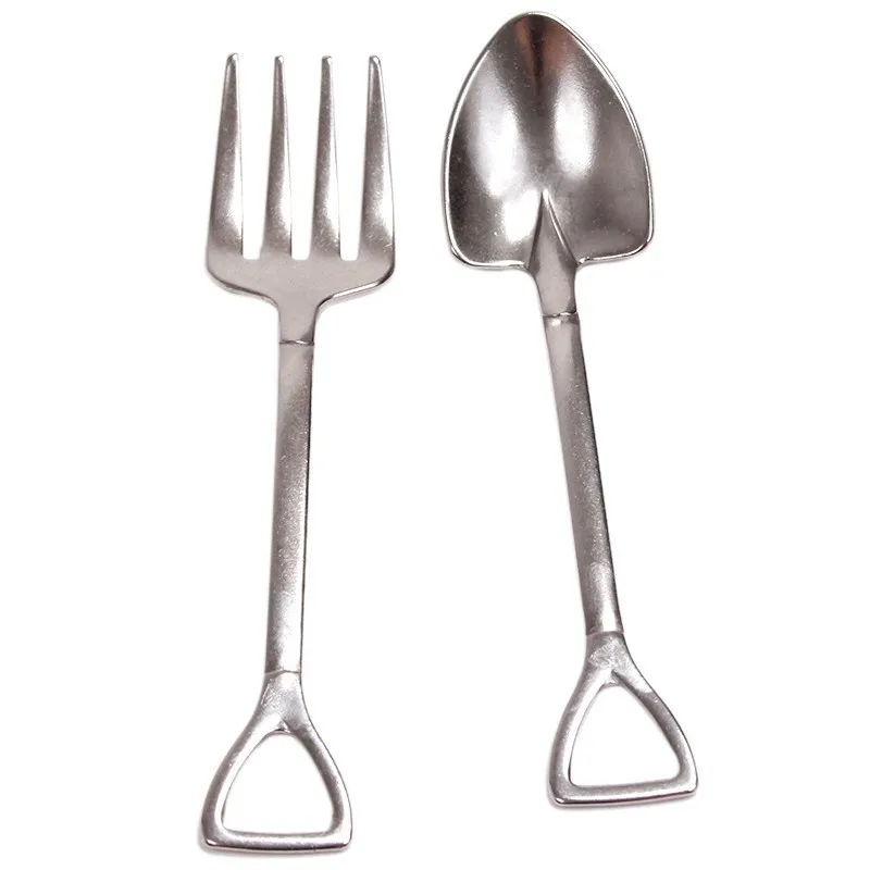1pcs Shovel Spoons 1pcs Shovel Fork Flatware Travel Sets Stainless Steel Metal Dessert Fruit  Spoon Child Kids Dinnerware Gift5