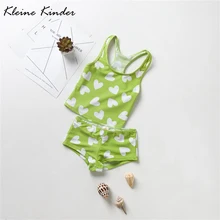 Детский купальный костюм без рукавов, детский купальный костюм для девочек, с принтом, 2 предмета, с защитой от ультрафиолетового излучения, купальный костюм для маленьких девочек пляжная одежда для бассейна