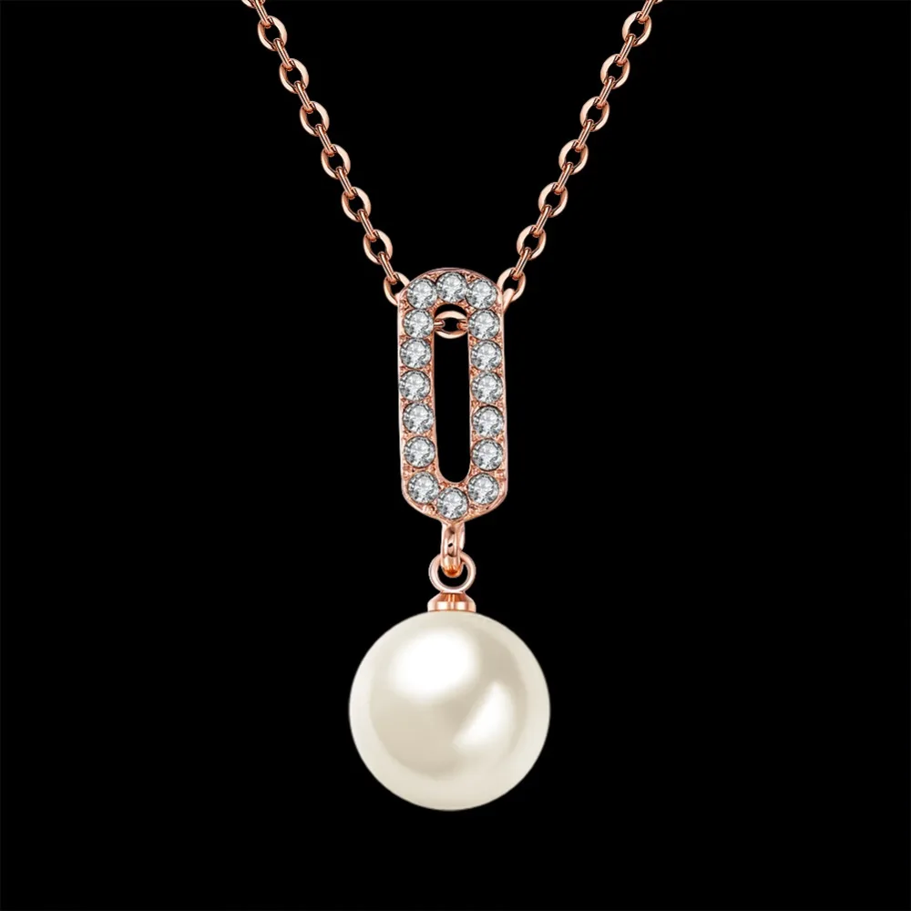 INALIS 2017 Fashion Rose Gold Women Necklace Water Drop Pearl Tin Alloy
