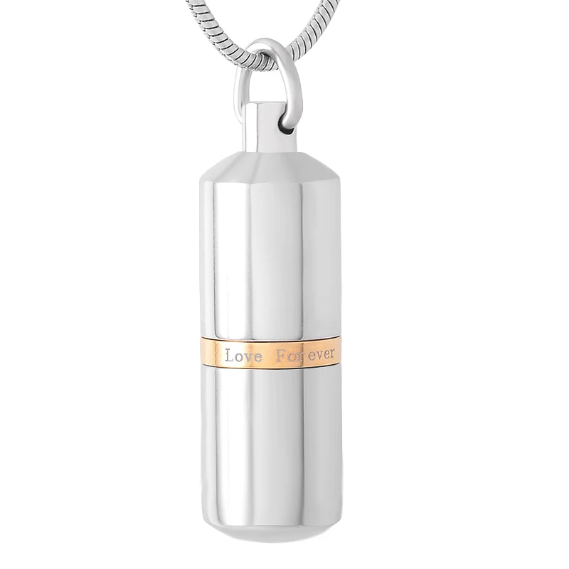 

JJ9141 Stainless steel capsule Cremation pendant to hold ashes -Carved Love Forever Pill Memorial Urn Necklace For Loved Ones