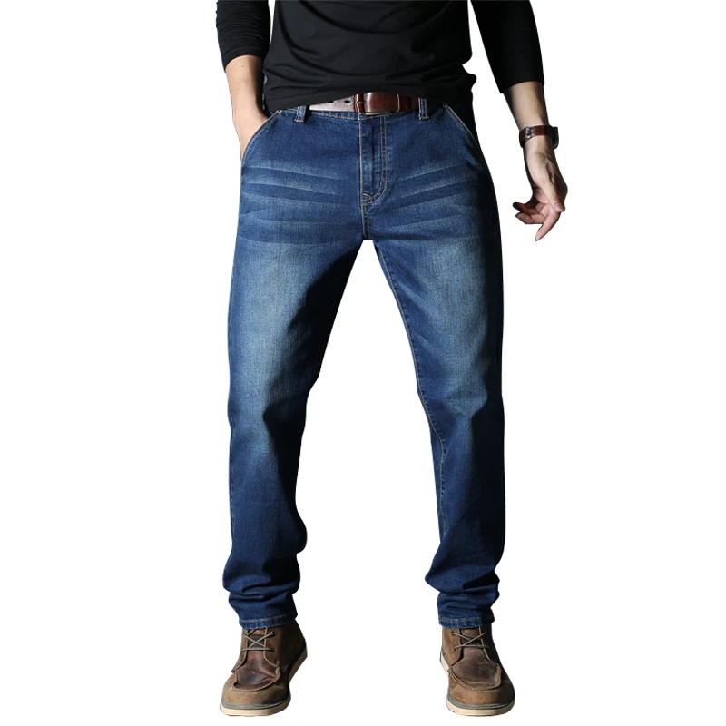 2023 New Men's Brand Jeans Loose Straight Elastic Anti-theft Zipper Denim Pants Male Big Size 40 42 44 46 48 3