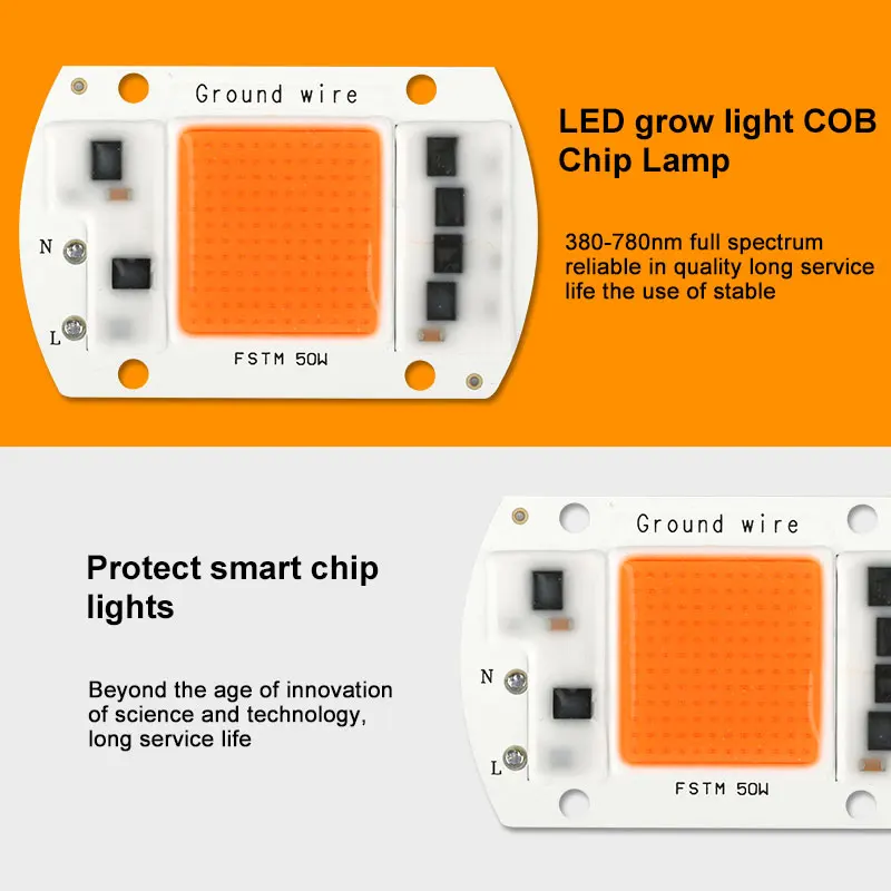 Светодиодный COB Чип для выращивания светодиодный светильник полный спектр Вход 220V 240V мощностью 10 Вт, 20 Вт, 30 Вт, 50 Вт, ручная сборка для комнатных растений рост рассады и с цветочным узором
