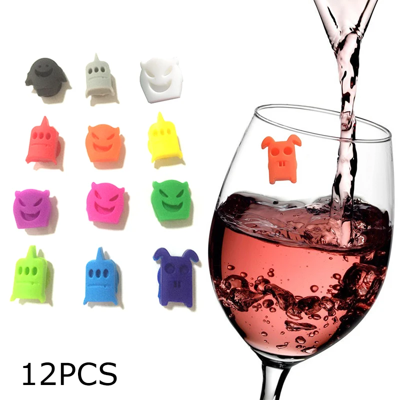 12pcs/set Silicone Party Dedicated Cup Wine Glass Label Rubber Wine