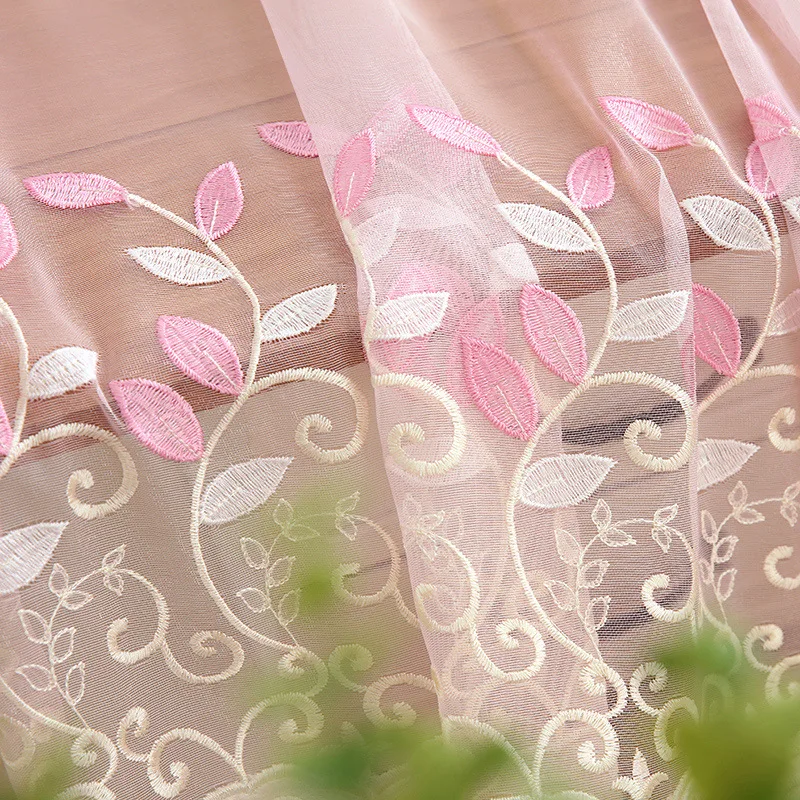 Cortinas de chenilla bordadas rosas para sala de estar cortinas de princesa para habitación de niña cortinas de lujo TRATAMIENTO DE VENTANA