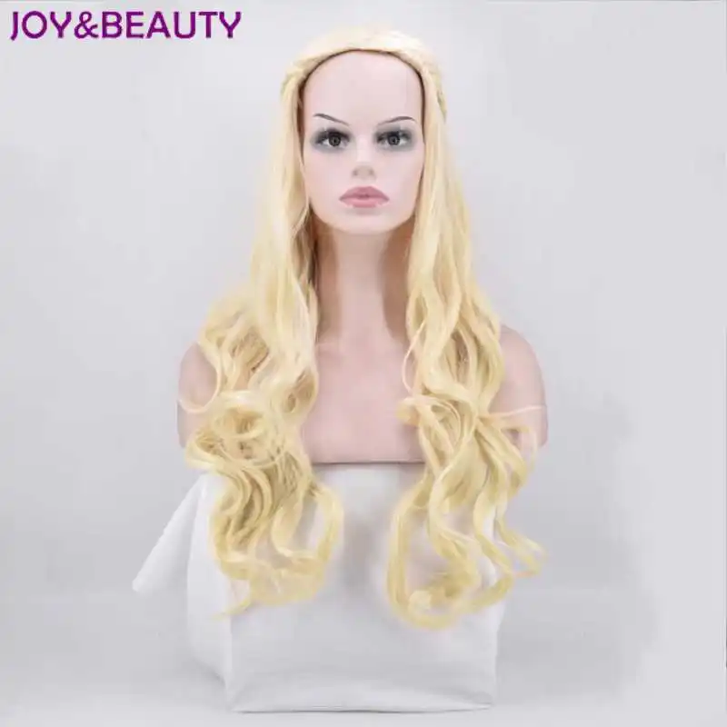Peluca de pelo sintético JOY & BEAUTY peluca larga ondulada Juego de tronos Daenerys Targaryen Cosplay Peluca de fibra de alta temperatura Peluca de pelo oro gris Peluca de pelo sintético JOY & BEAUTY peluca larga ondulada Juego de tronos Daenerys Targaryen Cosplay Peluca de fibra de alta temperatura Peluca de pelo oro gris