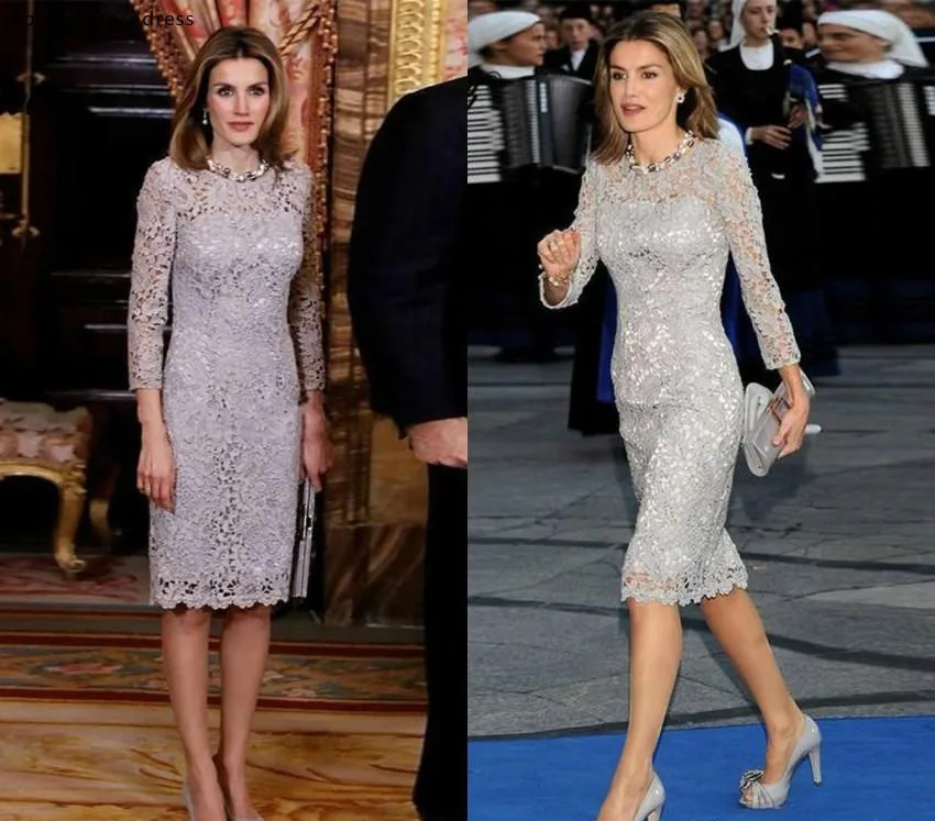 Lace Mother Of The Bride Knee Length Dresses 2019 Elegant Long Sleeve Lace Groom Mother Gowns Robe De Soiree Formal Prom Outfits BC1080  143 (4)