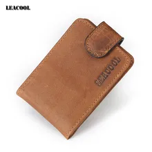 Leacool Free shipping Men Genuine Leather Wallet Business Casual Credit Card ID Holder Strong Magnet Money Clip 2 Colors