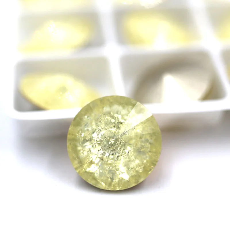 

12mm K9 pointback glass rhinestones high quality crystal Light yellow Round shape glue on rhinestones diy wedding Accessories