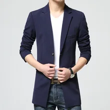 2017 Fashion Men Suits Brand Solid Notched Chaqueta Formal Hombre Cotton Full Long Slim Fit Men Suit Terno Masculino Men Blazer