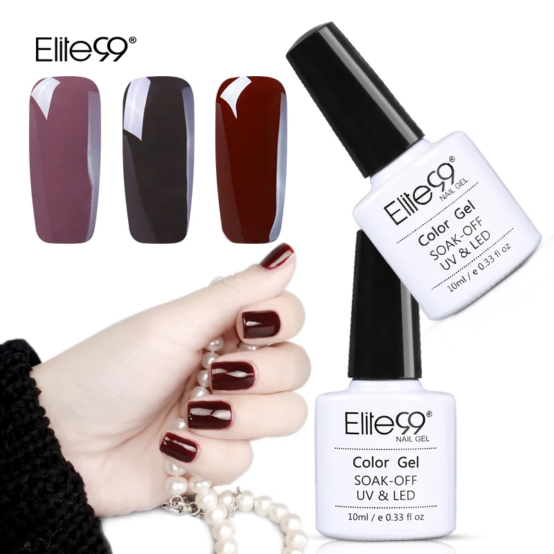 

Elite99 Coffee Brown Pure Color Nail Gel Lacquer 10ML Nail Art Gel Polish Manicure Soak Off UV LED Gel Paint Semi Permanent