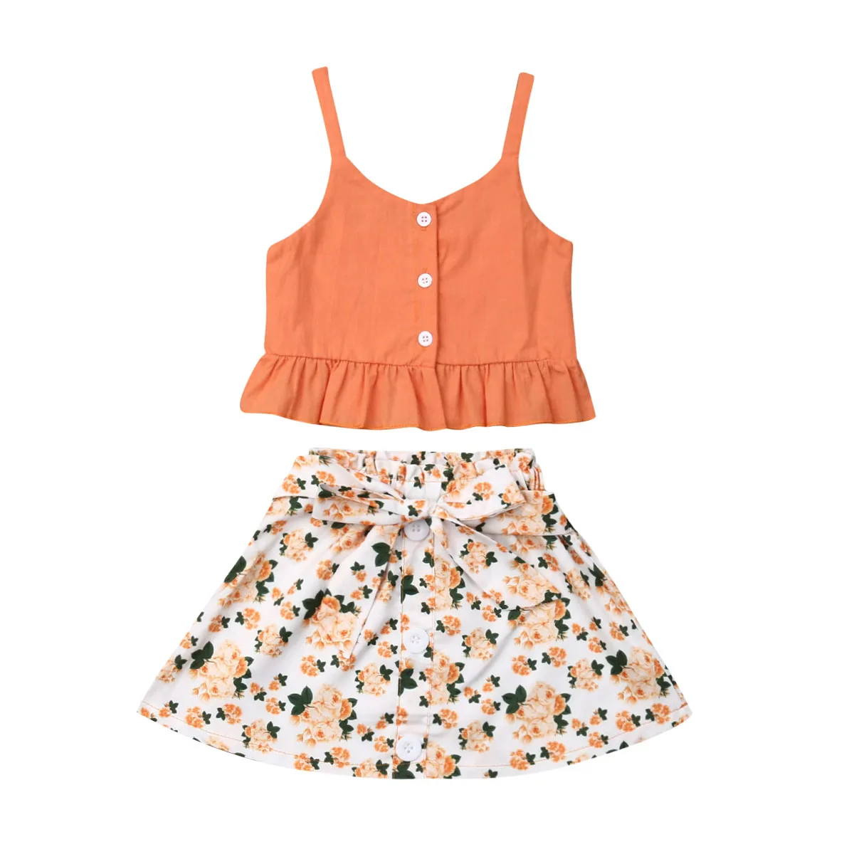 

1-6Years Toddler Kids Baby Girls Summer Clothes Outfit T-shirt Tops+Floral Skirt Dress