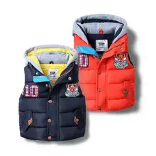 Новое поступление, осенне-зимний плотный жилет с капюшоном для маленьких мальчиков Модный Теплый жилет для детей ветровка для мальчиков, верхняя одежда, куртка, пальто
