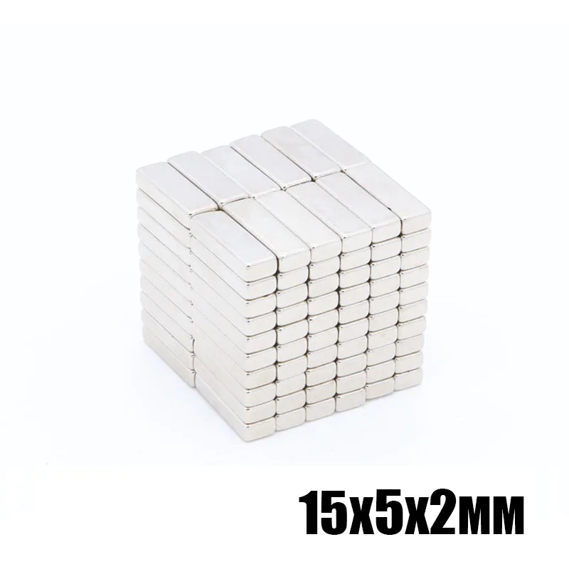 

100pcs/lot 15x5x2 mm N35 Strong Square NdFeB Rare Earth Magnet 15*5*2 mm Neodymium Magnets 15mm x 5mm x 2mm