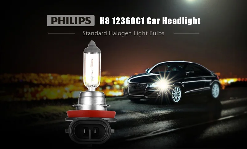 Philips 12V35W H8 12360C1 PGJ19-1 Car Headlight Fog Light Halogen Auto Lamp Bulb
