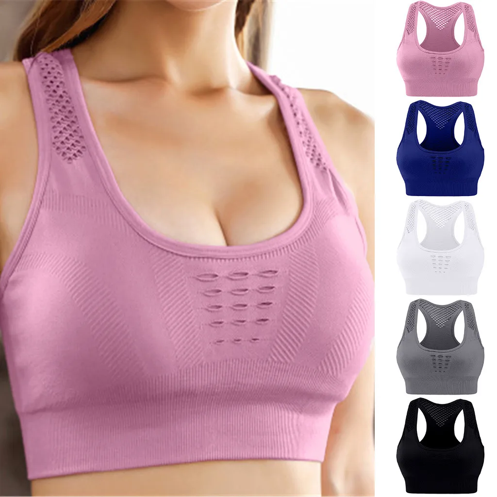 Women Padded Seamless Impact Full-Support Bra for Yoga Gym Workout Fitness