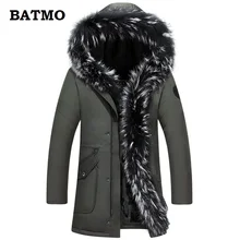 BATMO, Новое поступление, зимняя высококачественная плотная куртка на 90% белом утином пуху с большим воротником из меха енота, мужские куртки с капюшоном, зимние парки
