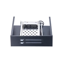 Trayless Swap Mobile Rack 5.25inch for 2 Bay Dual 2.5inch Hard Drive Internal SATA III HDD SSD Backplane Frame 5.25inch-2.5inch