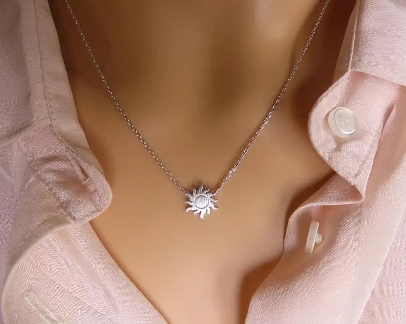 Minimalism Sun Necklaces For Women Rose Gold Jewelry Friendship Gift Stainless Steel Long Chain Sunburst Necklace Collier Femme