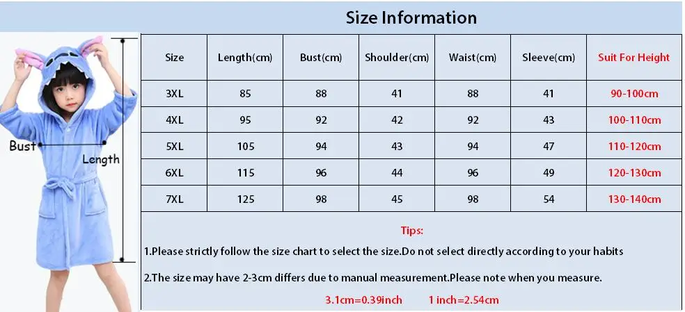 robe size chart-XL