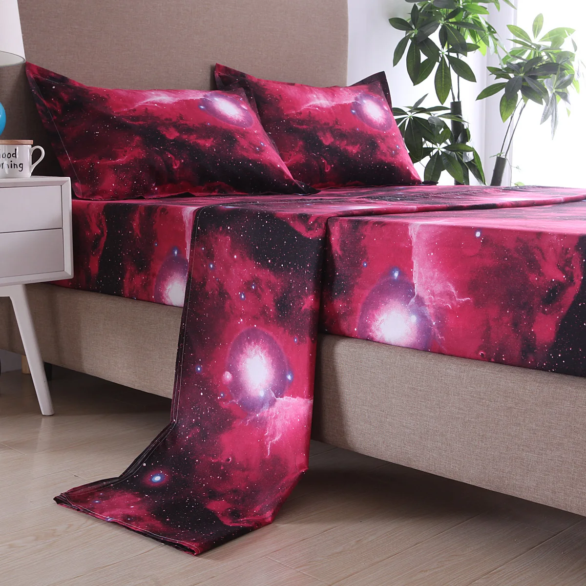 3D Print Bedding Set Modern Galaxy Flat Sheet 40cm Fitted Sheet+bed Sheets+Pillowcase Starry Sky Bedclothes Full Size19