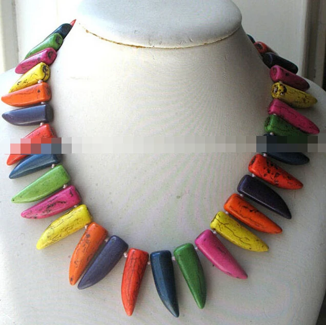 

0001975 charming! turquoise horn multicolor necklace 16.5