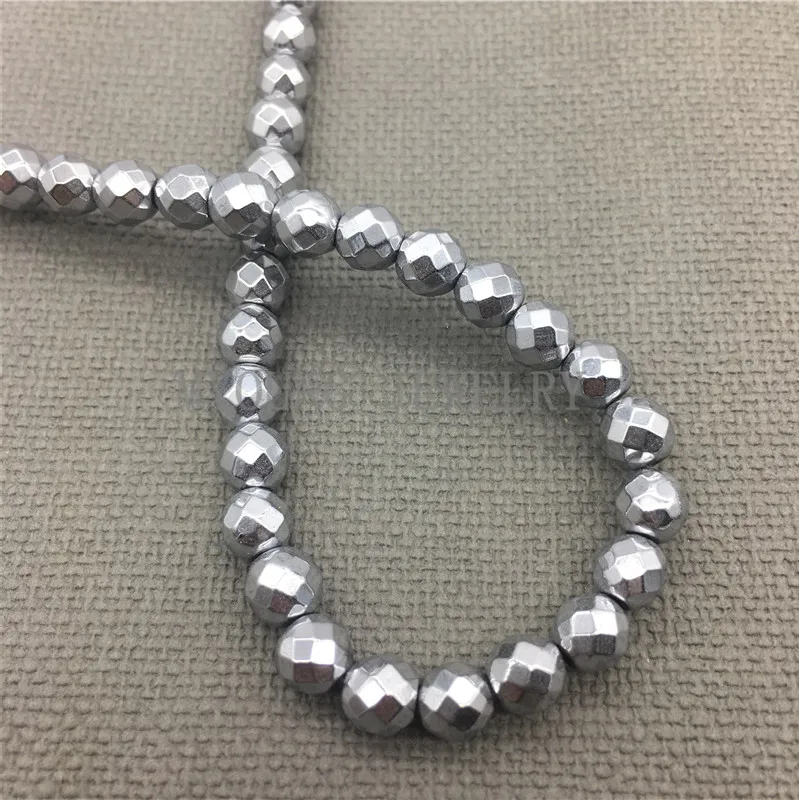 Faceted Round Hematite Beads ,Natural Stone For DIY Jewelry Making 5Strands/lot MY1320