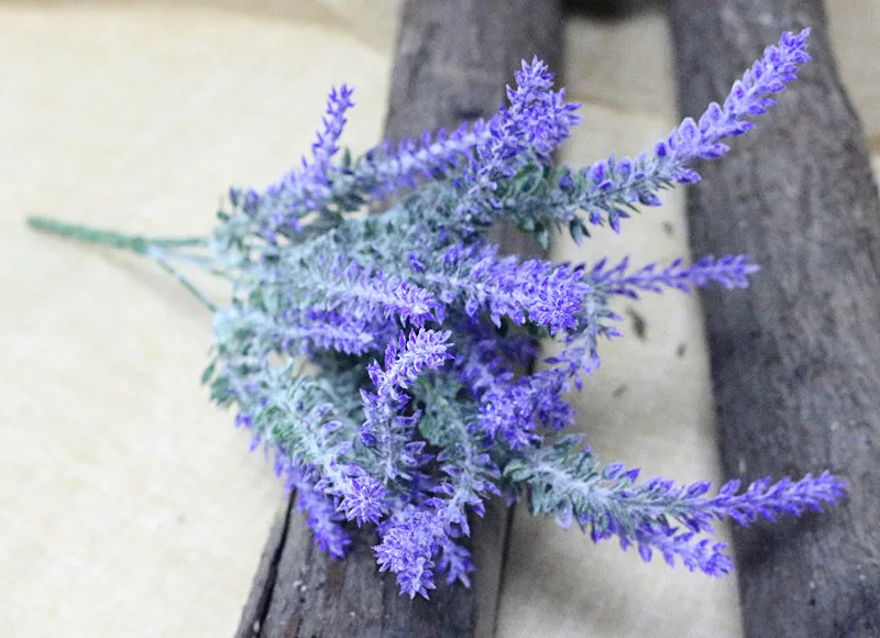 Flone 5 Branch Romantic Provence Lavender Artificial Flower Bouquet Simulation Plastic Flowers Wedding Home Party Decor Plants (9)