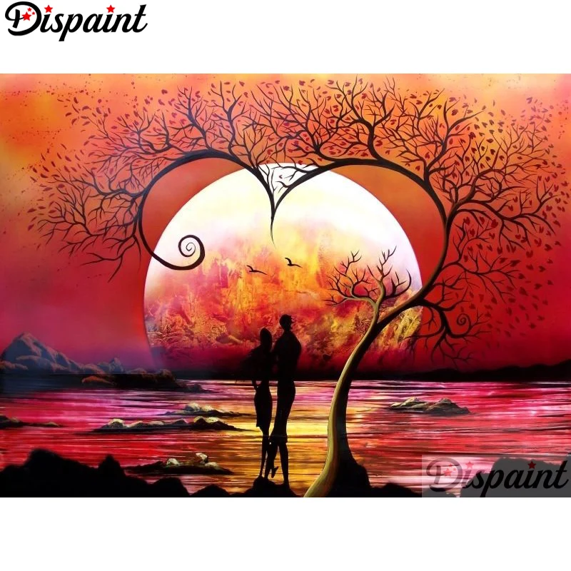 

Dispaint Full Square/Round Drill 5D DIY Diamond Painting "Tree moon" Embroidery Cross Stitch 3D Home Decor A12004