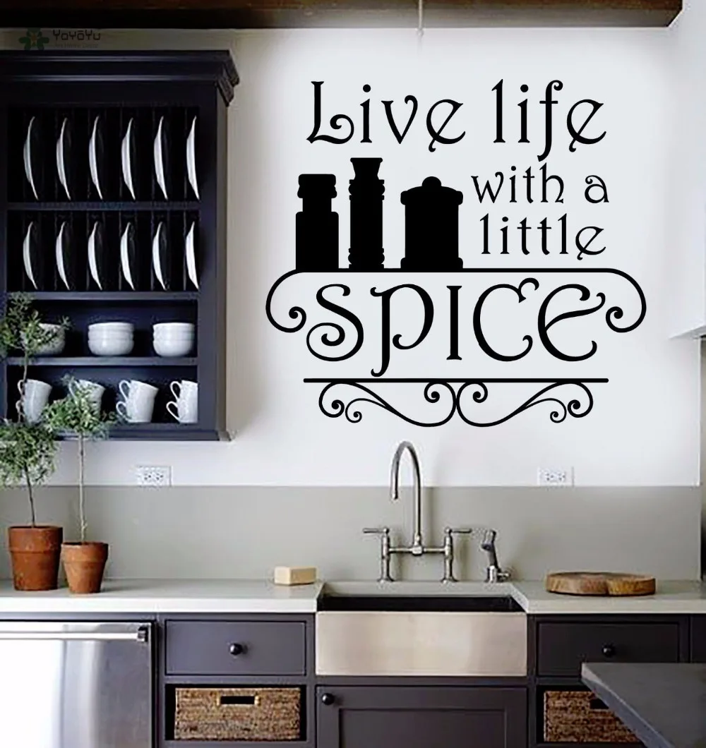 

YOYOYU Vinyl Wall Decal "Live Life" Kitchen Condiment Restaurant Chef Spice Removable Art Home Decoration Stickers FD343