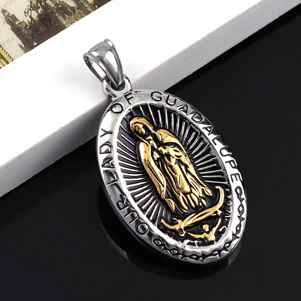 3 цвета, религиозное ювелирное ожерелье "OUR LADY OF GUADALUPE", женские и мужские модные аксессуары, религиозное ожерелье Девы Марии, кулон - Окраска металла: color