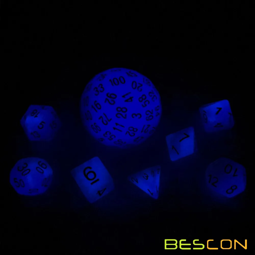 Bescon Glow in Dark Polyhedral Dice 100 Sides, Luminous D100 die, 100 Sided Cube, D100 Game Dice, Glowing 100-Sided Cube 4