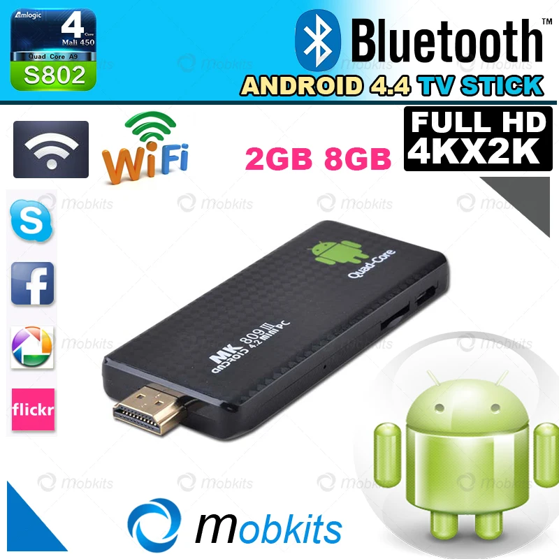 100% лучшее качество MK809III RK3188 мини ПК 2G 8G tv Dongle Stick Android 4.2.2 четырехъядерный WiFi Smart Box IP