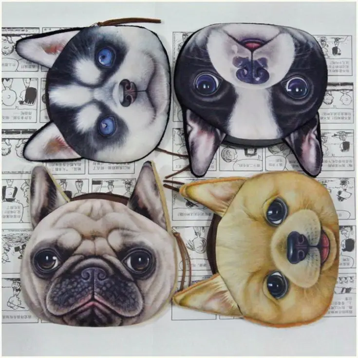 Кошельки для монет бумажник 2019 новых дамы 3D печать собака кошка животных большой лицо изменить модная Милая маленькая сумка на молнии для