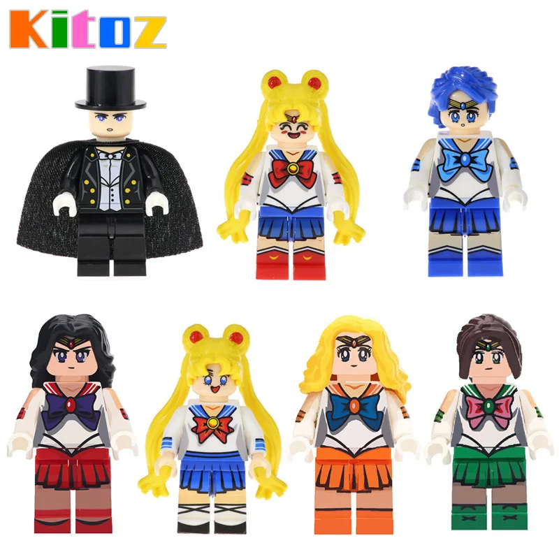 

Newest Kitoz Sailor Moon Jupiter Mars Venus Chiba Mercury Mamoru Mini Figure Building Block Compatible with Lego Toy for Girl