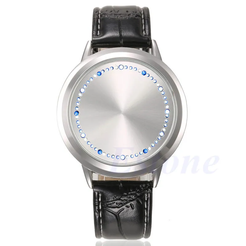 Модные мужские светодиодный цифровые часы с сенсорным экраном с кожаным ремешком женские унисекс Спортивные наручные часы gai - Цвет: W