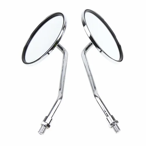 10mm Universal Chrome Motorcycle Scooter Mirrors Round Rearview Mirrors Custom