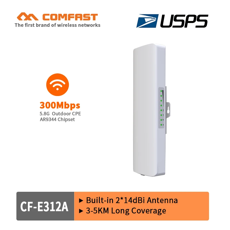 

5.8Ghz 300M outdoor CPE repeater with 2*14dBi WIFI Antenna high power wireless bridge COMFAST CF-E312A WIFI Nanostation router
