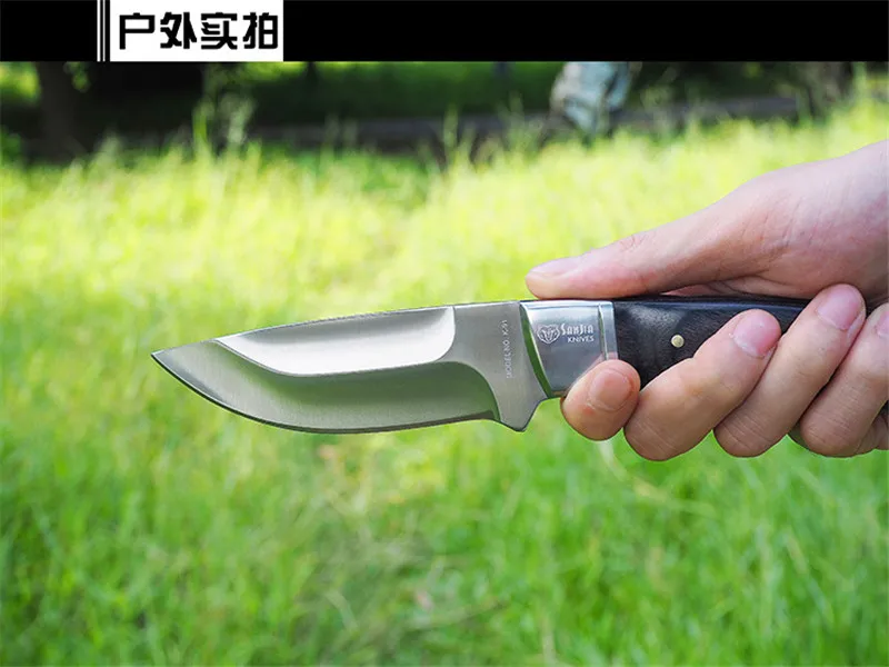 

Multi-purpose camping tactical fixed knife outdoor survival collection household wooden handle high hardness tool
