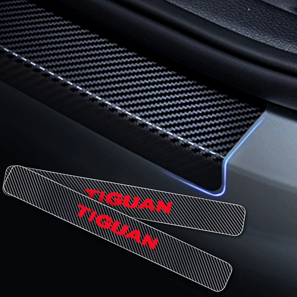 Для VW Tiguan 4D углеродное волокно Виниловый протектор двери автомобиля порог Накладка на дверь автомобиля Наклейка для порога авто аксессуары 4 шт