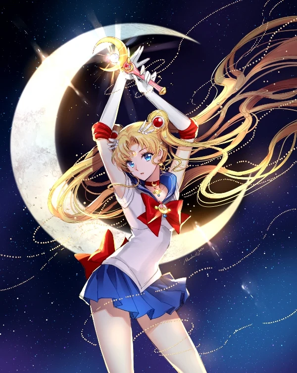 Image Living room bedroom wall decoration picture fabric poster sailor moon beautiful anime girl magic mace blonde hair painting