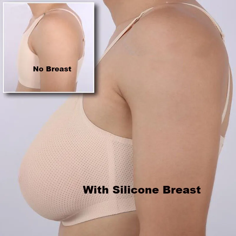 

800g realistic silicone breast form with crossdressing bra comfortable invisible fake boob transgender C cup