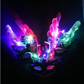 

Ladies LED Light Up Festival Eagle Venetian Masquerade Mask Queen Charm Flashing Masks