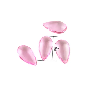 

50pcs/100pcs 50mm red/ pink/ lilac/ fuchsia lamp parts smooth teardrop chandelier pendants for curtain DIY decor free shipping