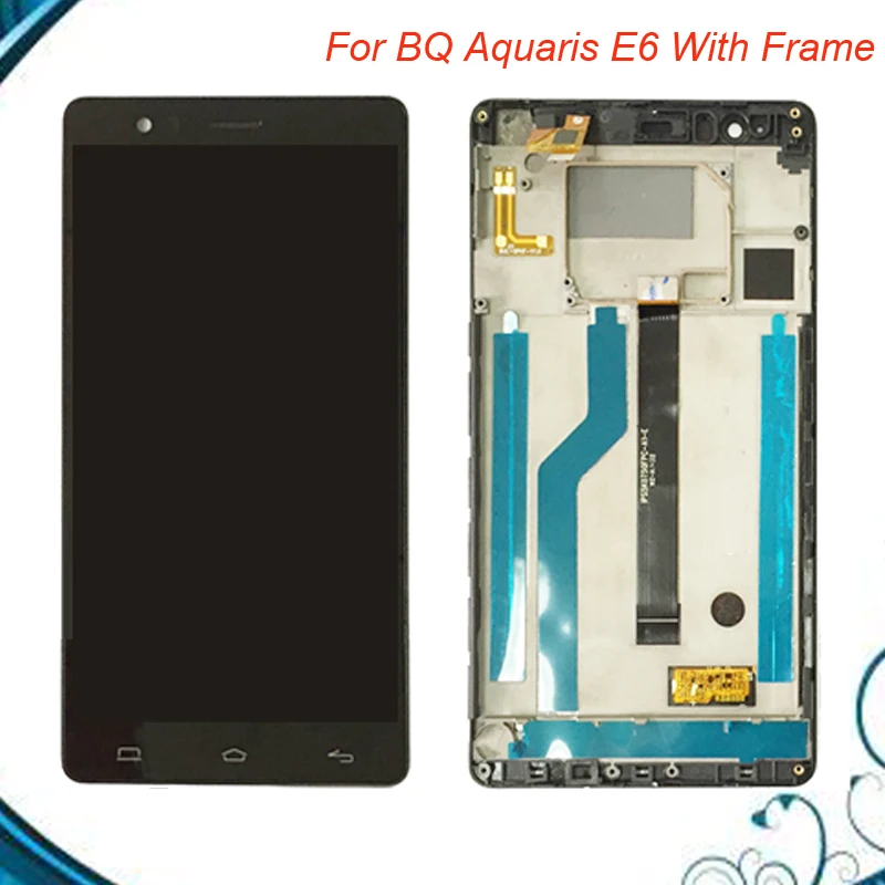 

For BQ Aquaris E6 LCD Display Screen with Touch Screen Digitizer Assembly 5k0750 with frame Black in stock