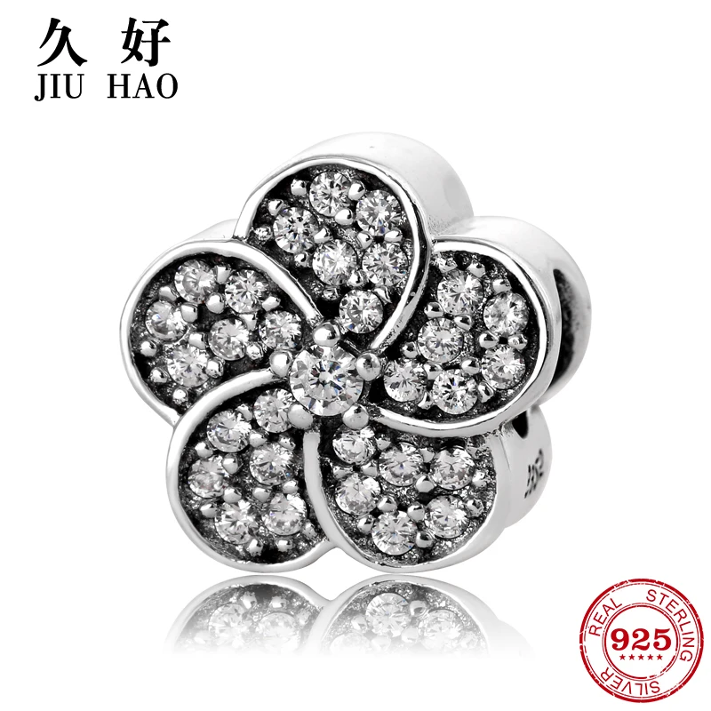 

New 925 Sterling Silver FlowerBeads with Zirconiawomens Accessories Fit Original Pandora Charm Bracelet Jewelry making